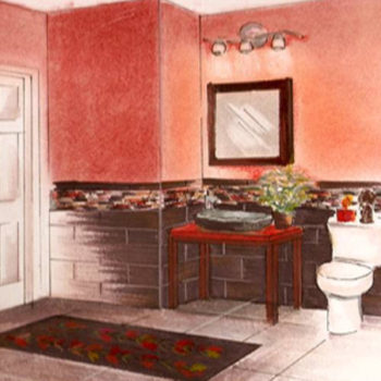 ASID Southern Arizona design competition sketch for guest bathroom.