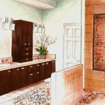 ASID Southern Arizona design competition sketch for master bathroom.