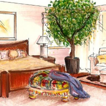 ASID Southern Arizona design competition sketch for master bedroom.